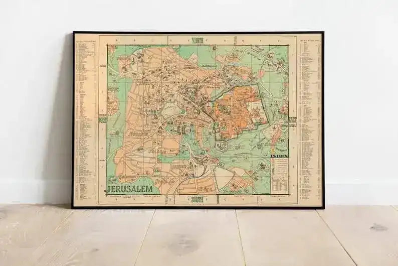 Jerusalem City 1942 Map Art Print