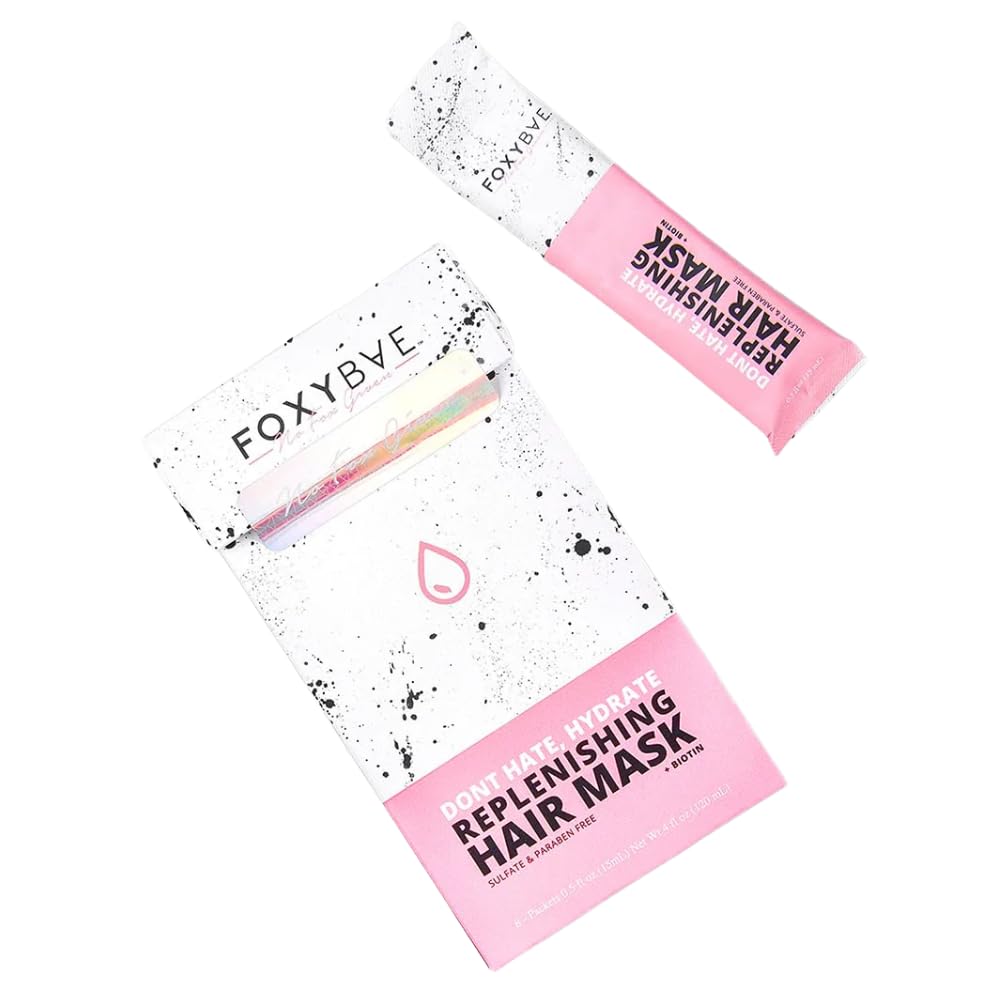 FoxyBae Replenishing Hair Mask - Hydrating Argan Oil Hair Mask for Dry Damaged Hair and Growth - Deep Hair Conditioner Treatment & Color Treated Hair Mask Repair - 8 Convenient Packets