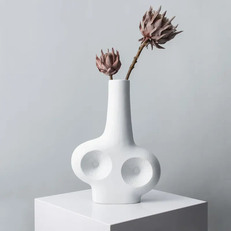 Modern White Resin Flower Vase Decorative Art