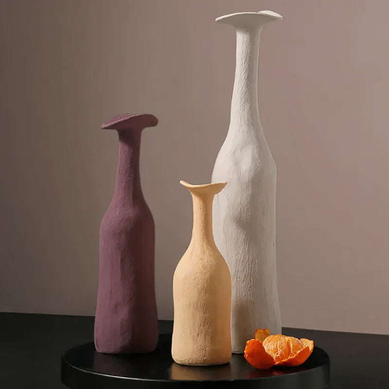 Nordic Style Ceramic Table Flower Vase Set - 3 Pieces