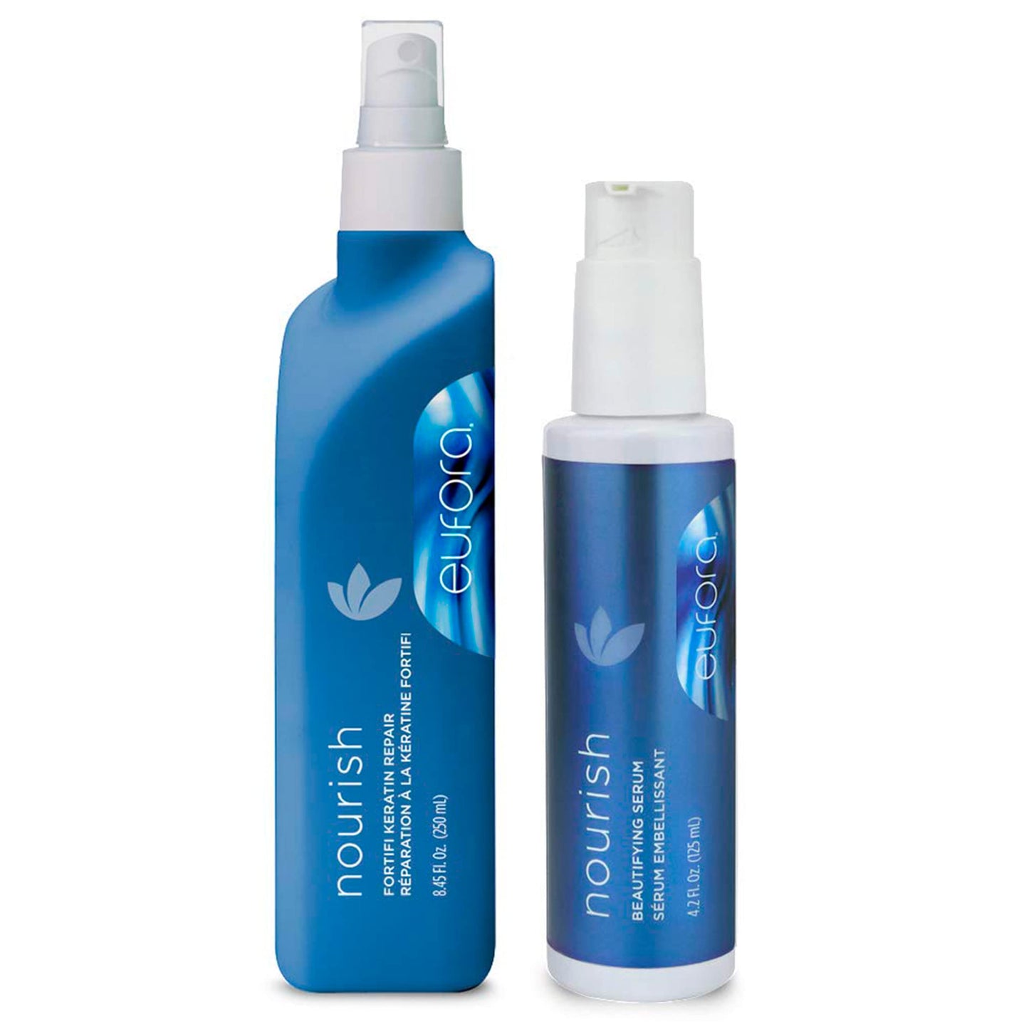 Eufora Nourish Fortifi Keratin Repair, 8.45 Ounce & Eufora Beautifying Serum for Hair Skin and Scalp, 4.2 Oz With Beautify Comb