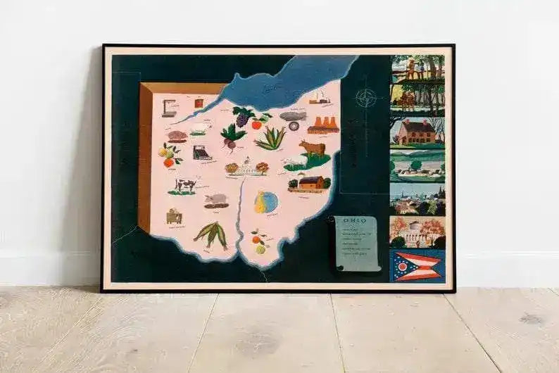 Historical Map of Ohio| 1938 Ohio Map Wall Print