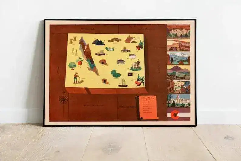 Historical Map of Colorado| 1938 Colorado Map Wall Print