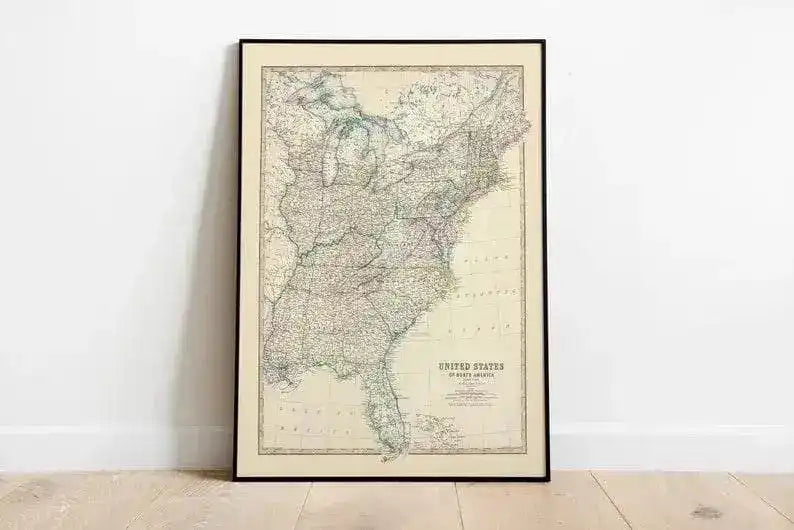 Composite Map of United States Eastern States 1861| Map Wall Decor