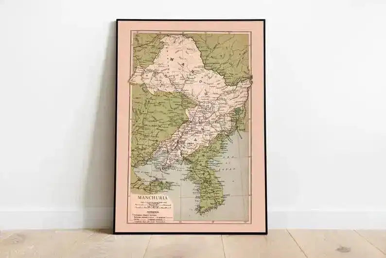 Map of Manchuria Print| Vintage Manchuria Map Print