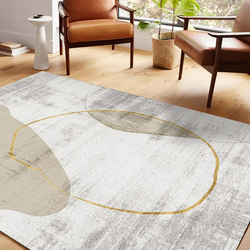 Modern Beige & Gold Rectangle Area Rug