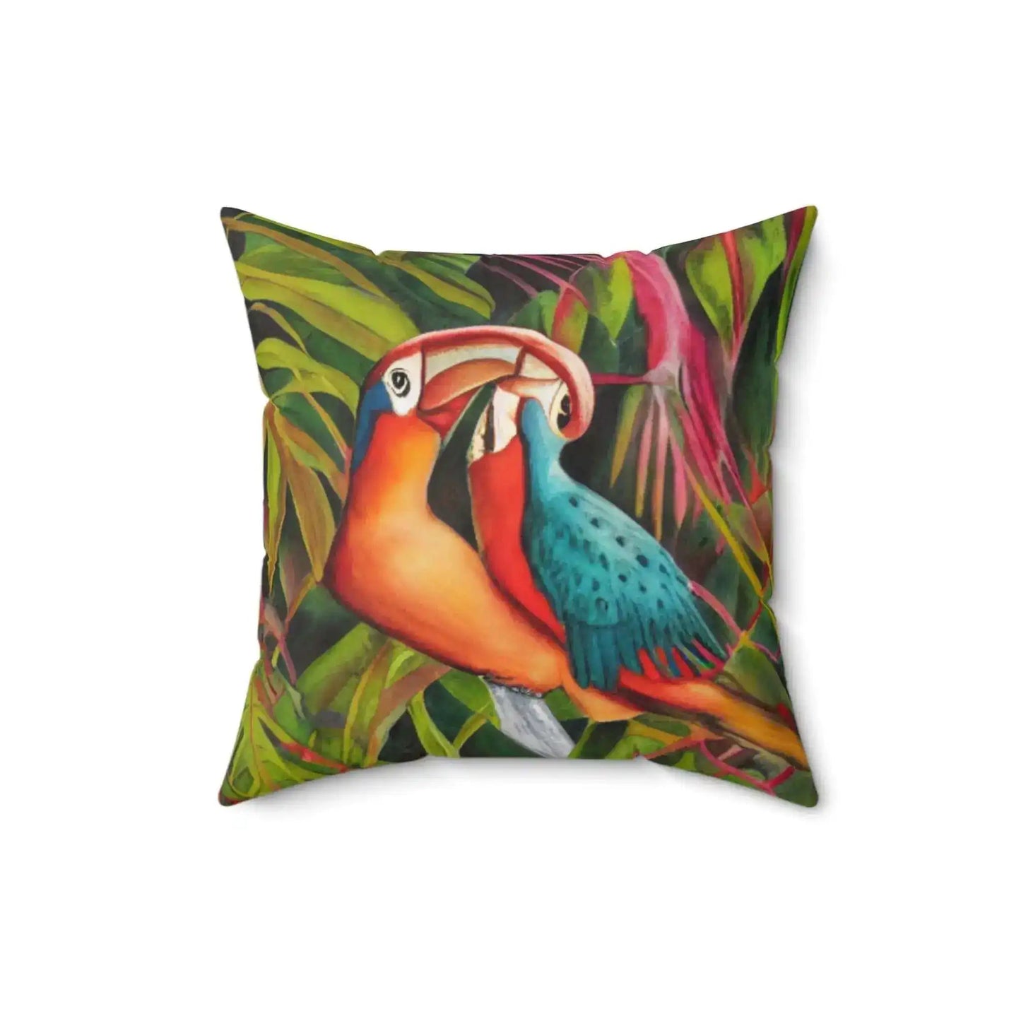 Cartoon Parrots in the Tropic Spun Polyester Throw Pillow - MAIA HOMES