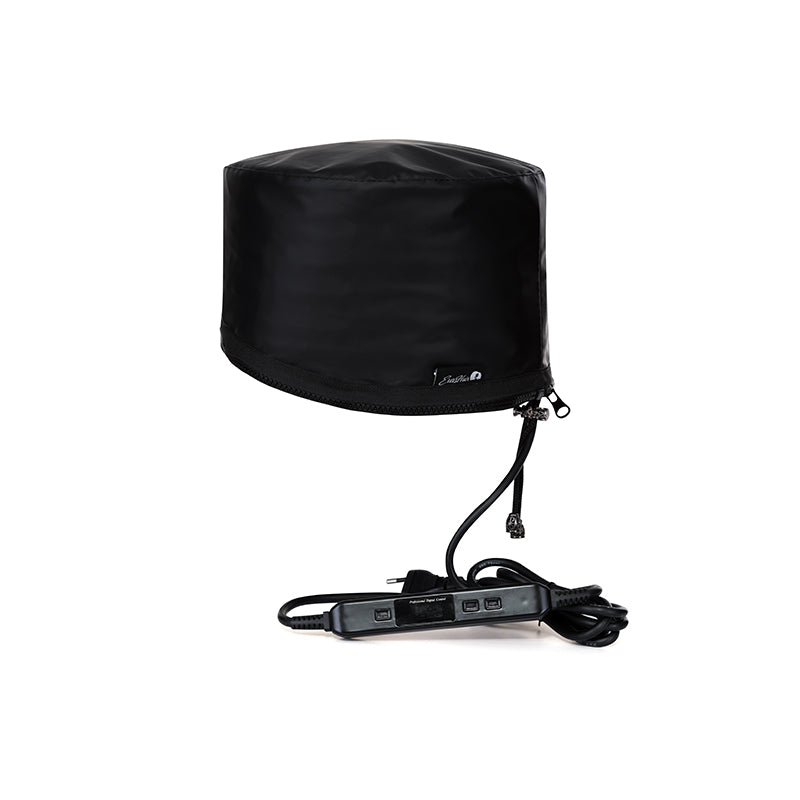 Hair Steamer Cap for Natural Hair - Adjustable Heat Levels and Timer | Deep Conditioning Thermal Steam Cap for Moisturizing and Scalp Treatments | Home Spa Experience - Black