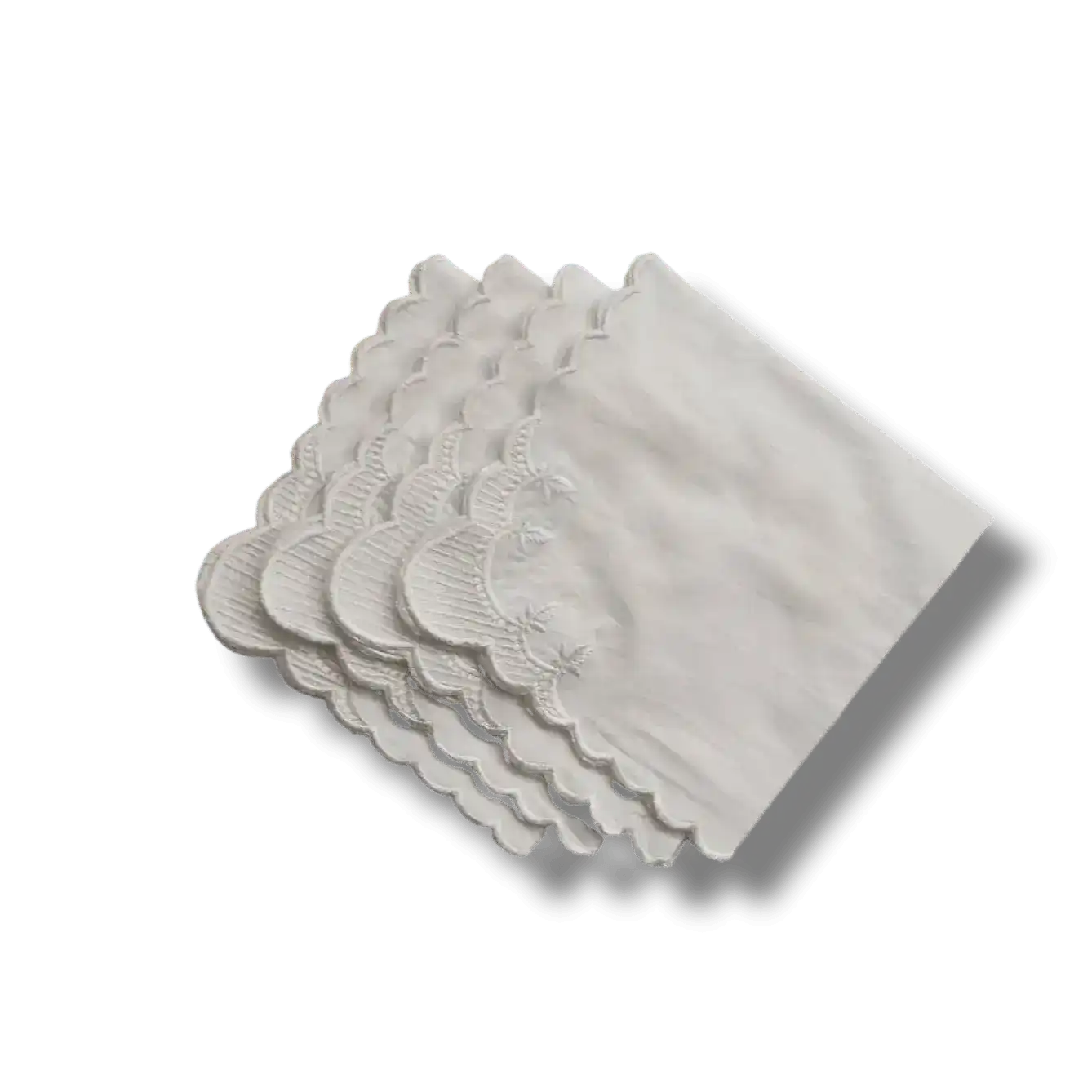 Classic White Embroidered Cotton Napkins