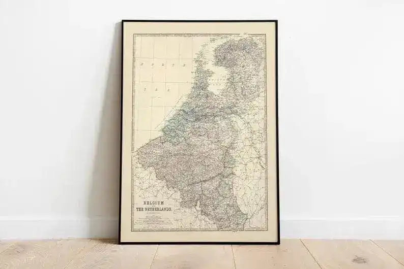 Composite Map of Belgium and Netherlands 1861| Old Map Wall Decor