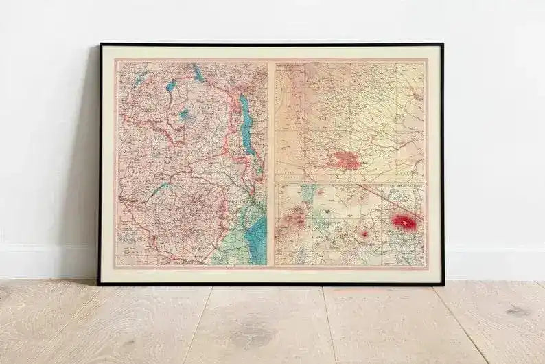 Geographical Map of Zambia and Malawi| Map Wall Decor