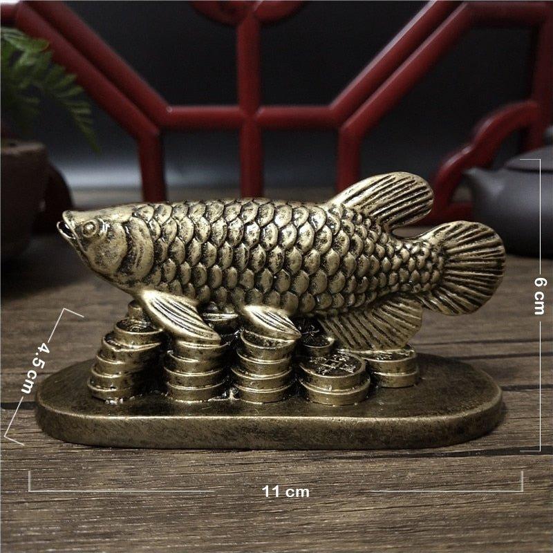 Gold Animals Fish Statues Figurines Lucky Ornaments - Animal Amity