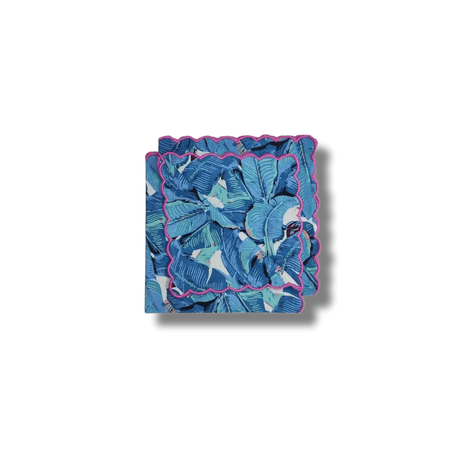 Hand Block Printed Tahiti Scalloped Cotton Napkins