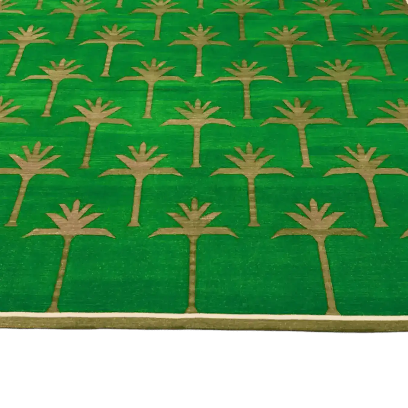 Handmade Palm Trees Cotton Rug - Green/Olive