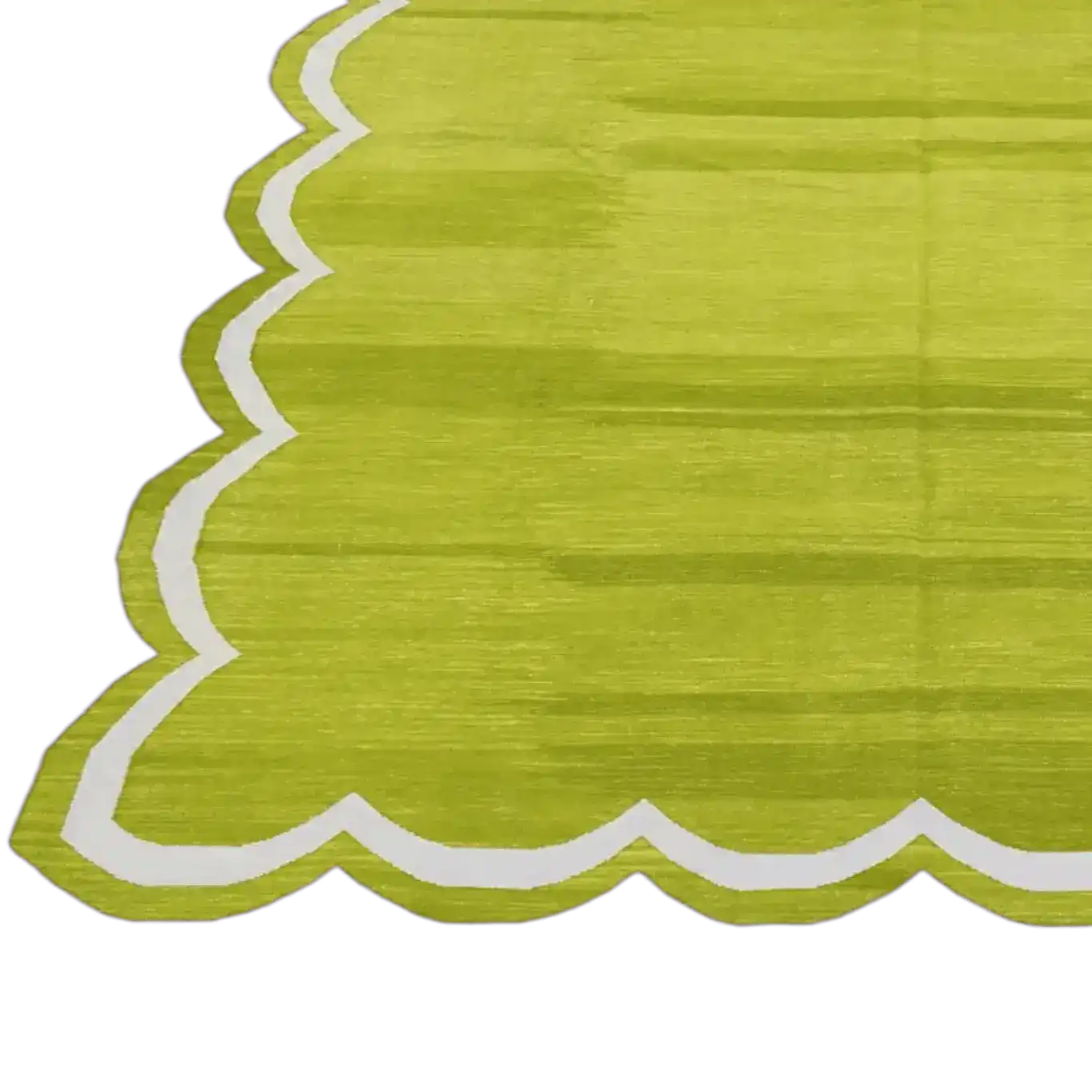 Handmade Scalloped Cotton Area Rug - Olive Green