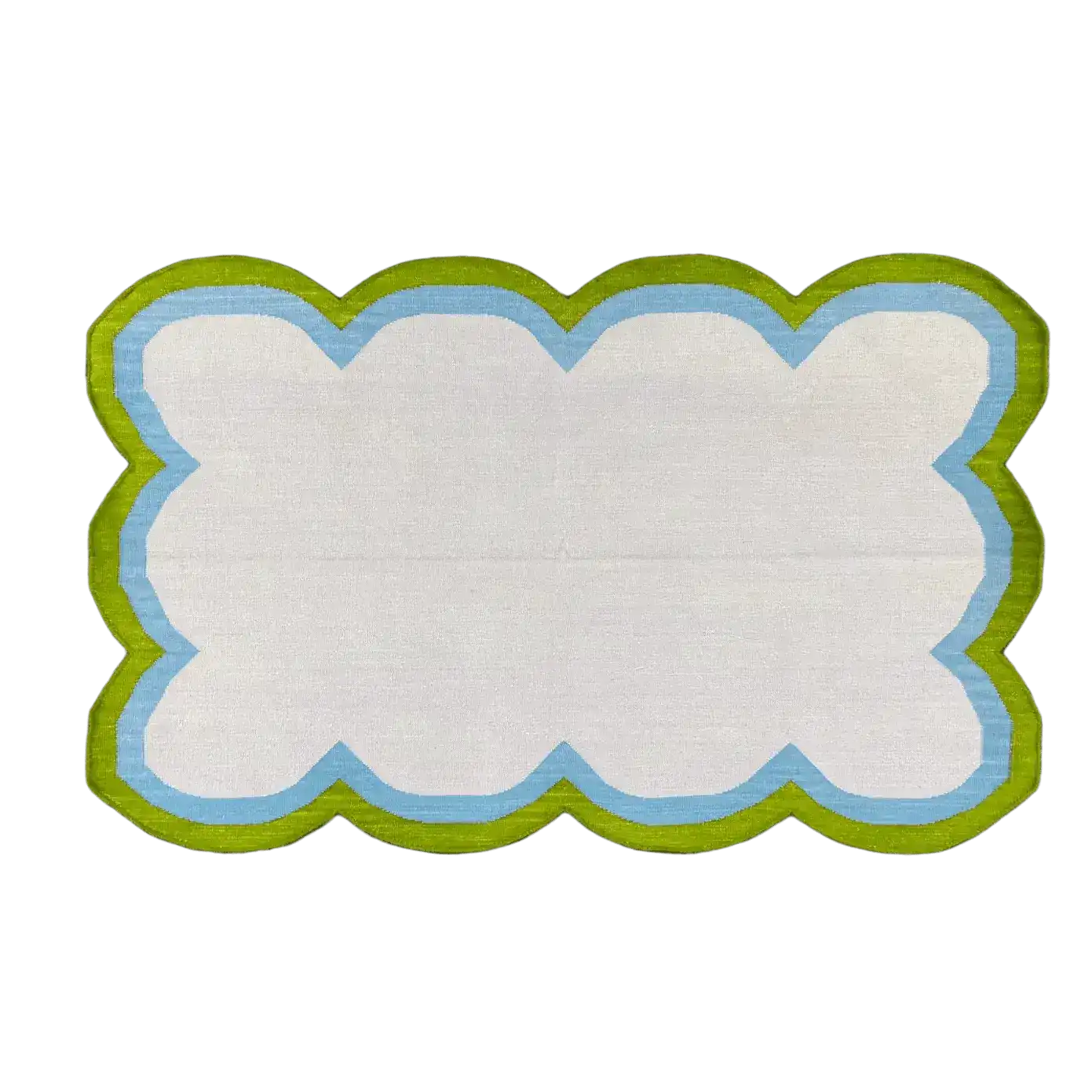 Handmade Scalloped Cotton Rug - Beige/Green