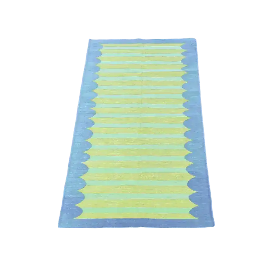 Handwoven Alaia Blue/Yellow Cotton Rug