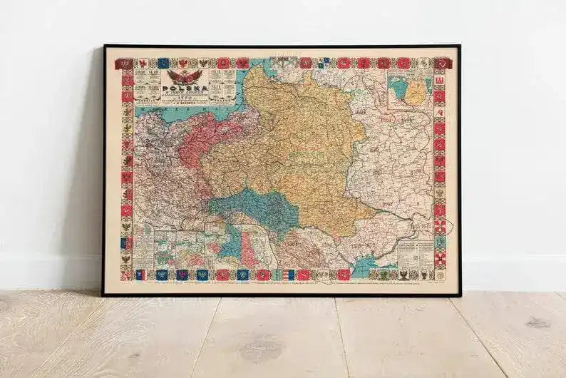 Historical Map of Poland| Old Map Wall Decor