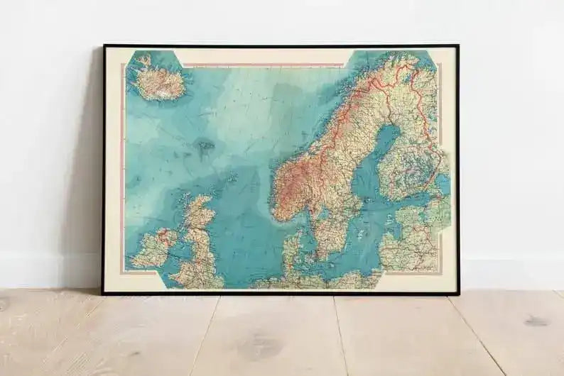 Map of Northern Europe| Old Map Wall Decor