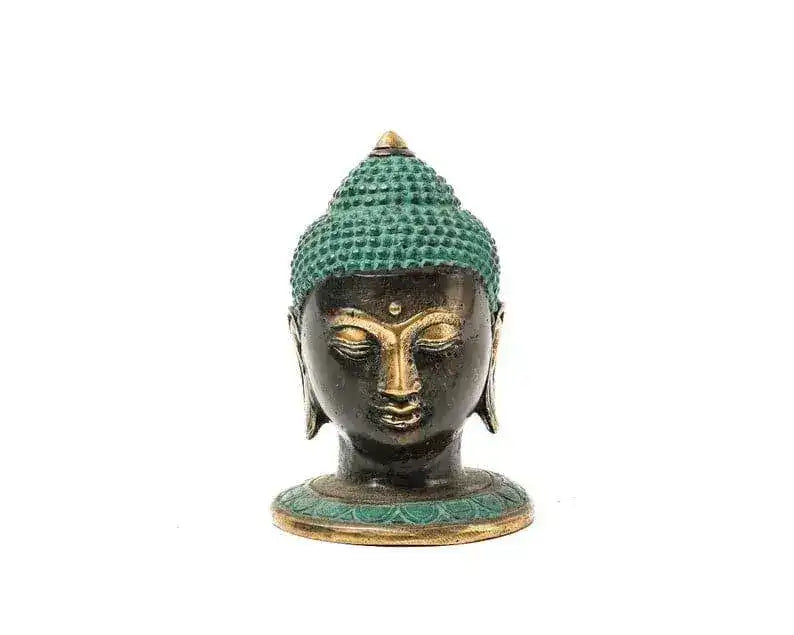 Mini Bronze Buddha Head Statue - MAIA HOMES