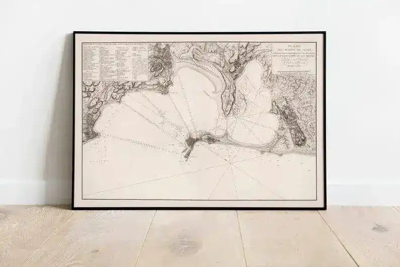 Nautical Map of Cadiz Harbor 1789| Old Map Wall Decor