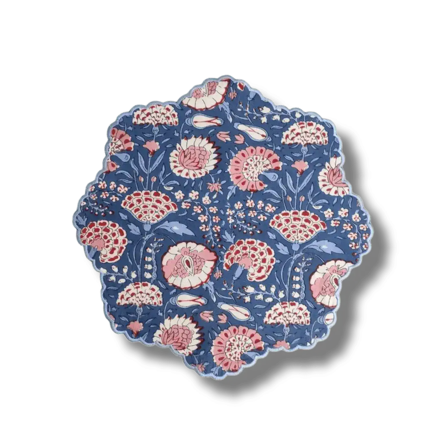 Pond of Flowers Block Printed Cotton Placemats and Napkins