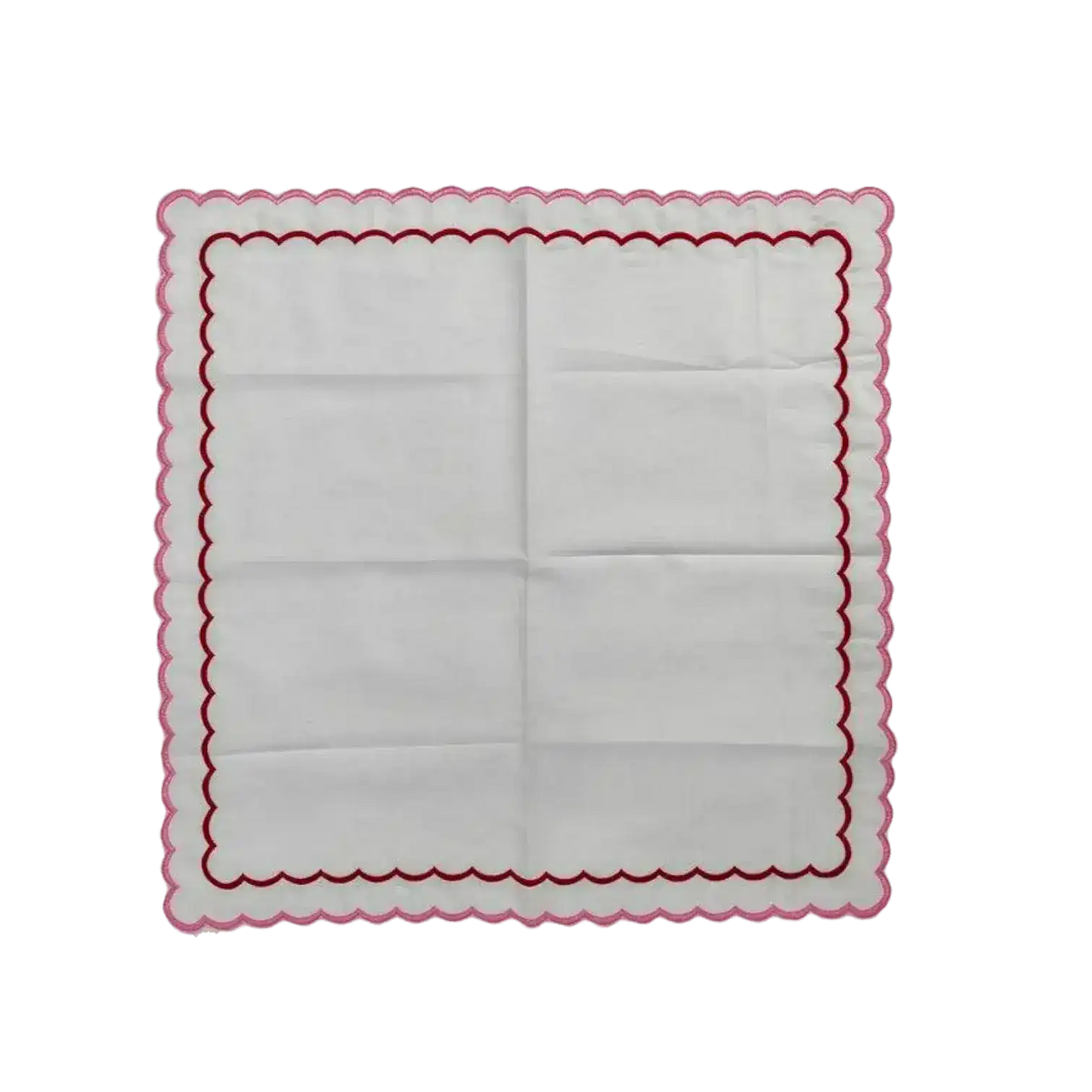 White Cotton Napkins with Pink and Red Trim