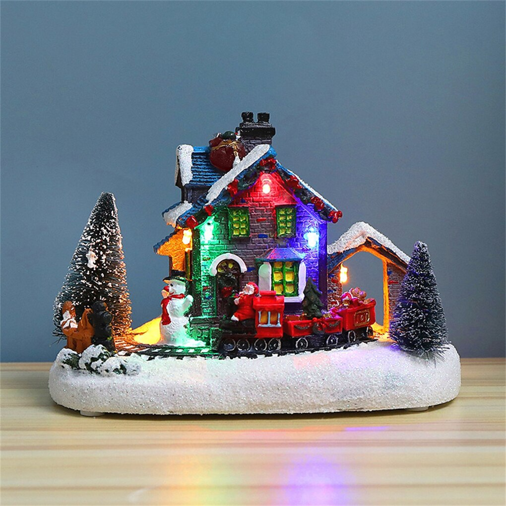 Resin Christmas Train Village LED Light Figurine
