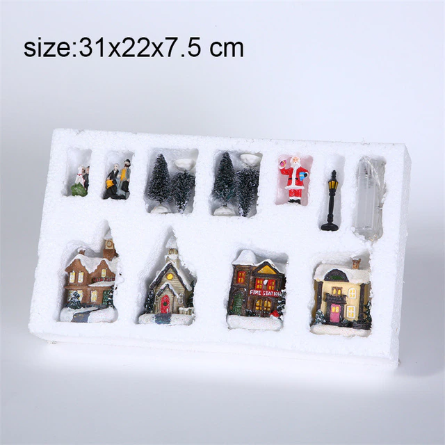 10Pcs DIY Resin Light Snow Villas Town