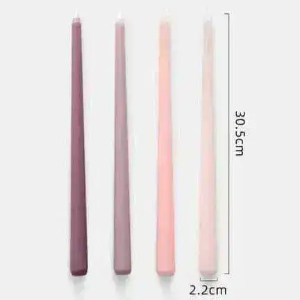 12" Unscented Taper Colored Candles - 4 pcs