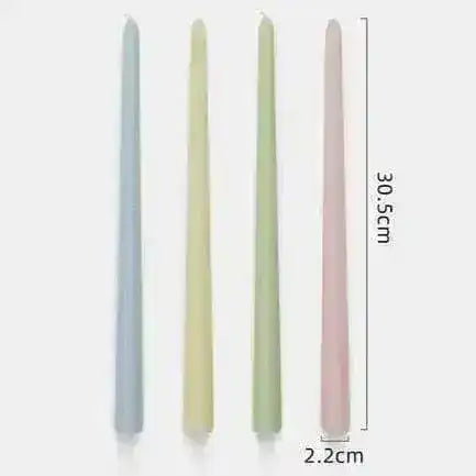 12" Unscented Taper Colored Candles - 4 pcs