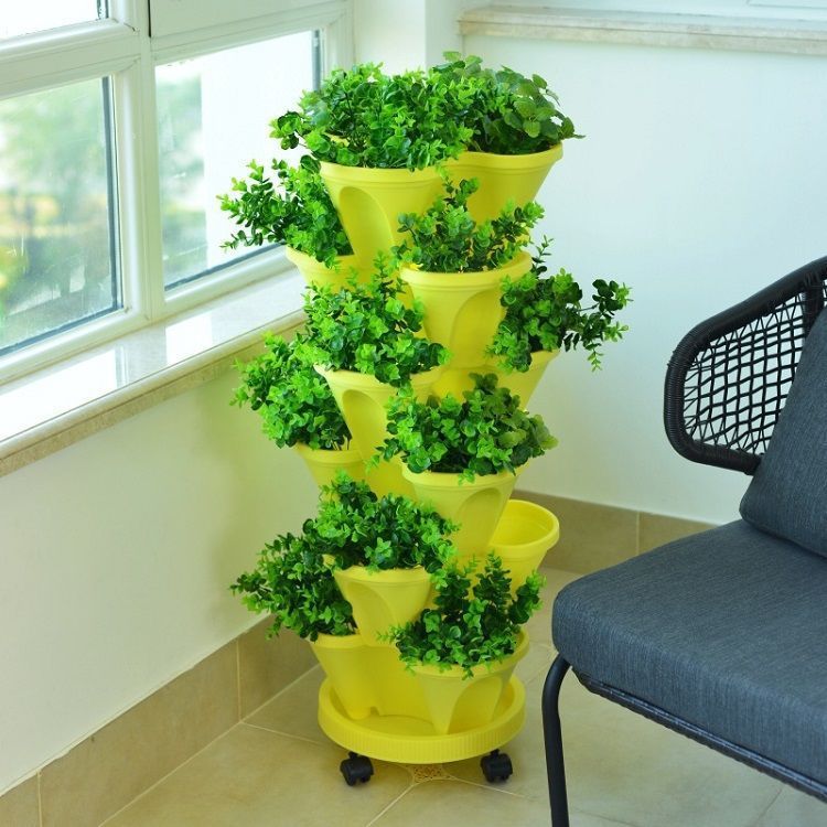 Balcony 6-Layer 3-Dimensional Basin Combination Plastic Flowerpot