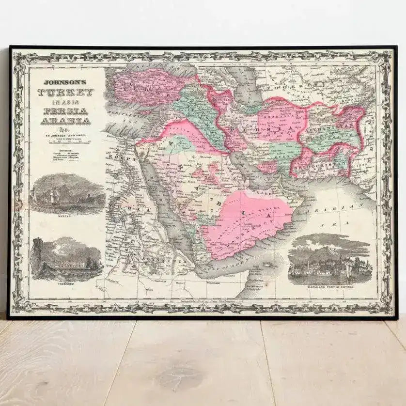 1862 Middle East Vintage Map Poster Print