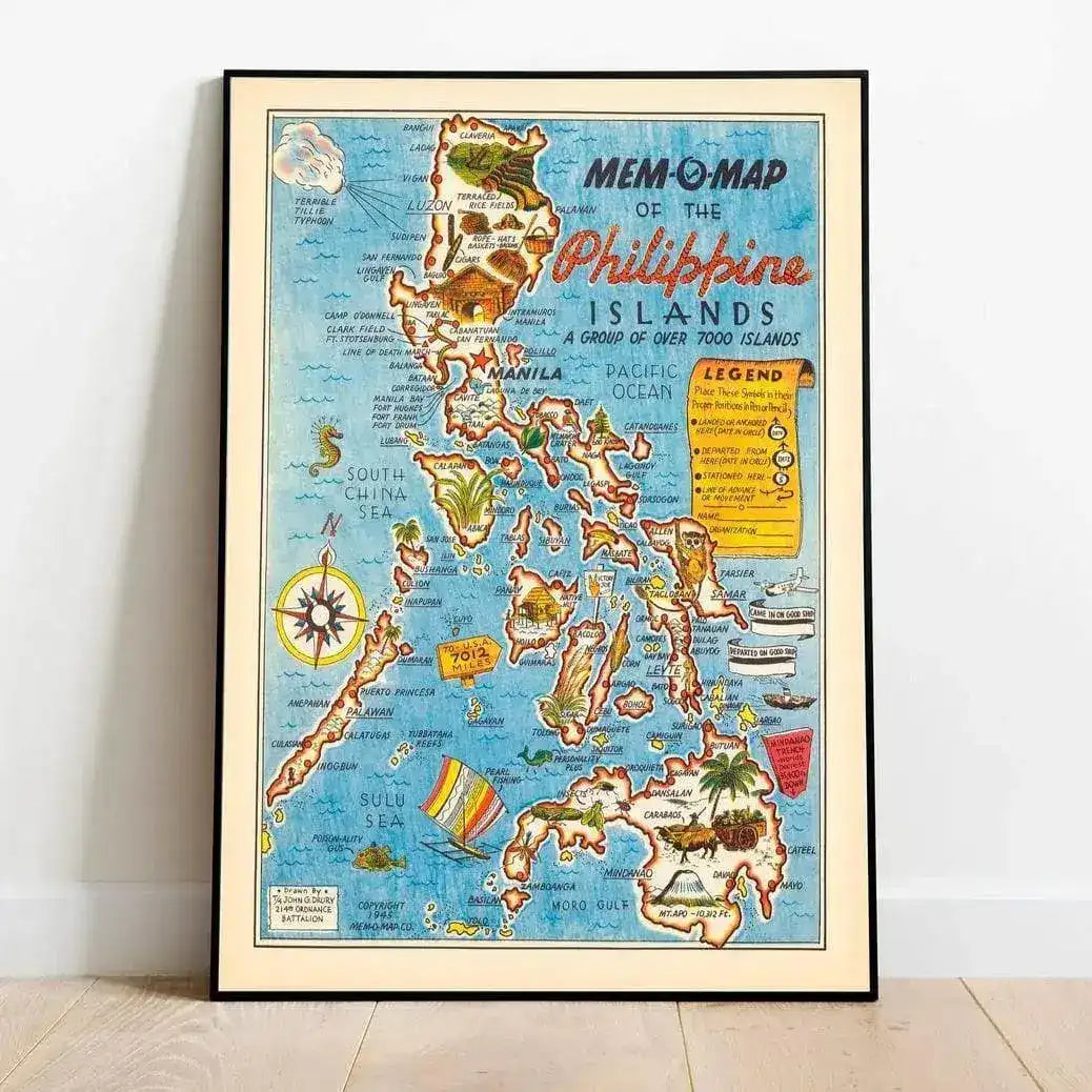 1945 Philippines Vintage Map Wall Print
