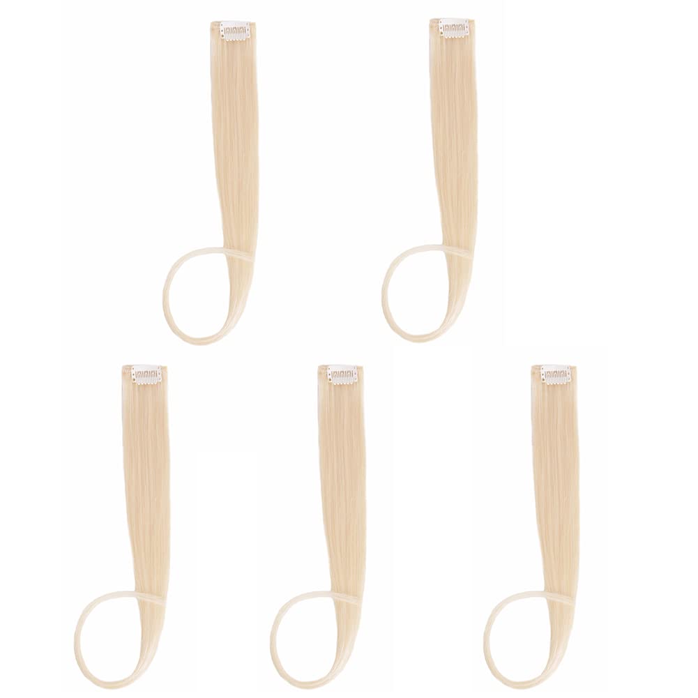 5pcs Bleach Blonde Clip in Hair Extensions 100% Human Hair 18 Inch Colored Party Highlights Clip in Extensions for Women Kids Girls