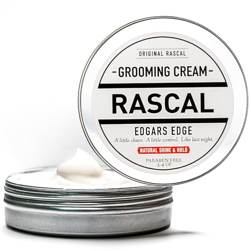 Rascal Original Edgar's Edge Grooming Cream - Hair Cream for Men with Medium Hold & Natural Shine, Mens Hair Conditioning & Styling Solution for All Hair Types, Made with Beeswax & Castor Oil - 3.7 Oz