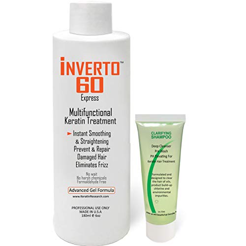 INVERTO 60 Advanced Gel Complex Brazilian Keratin Hair Blowout Treatment Formaldehyde Free Straightening Smoothing and Repairing Damaged Hair Keratin Research (Long hair-180ml)
