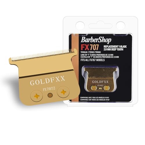 Gold FX Replacement Trimmer Blade Compatible with BaBylissPRO FX787 & FX726 Trimmer,FX707Z DLC Replacement Blades Compatible with BaByliss PRO Barberology Trimmer Blade