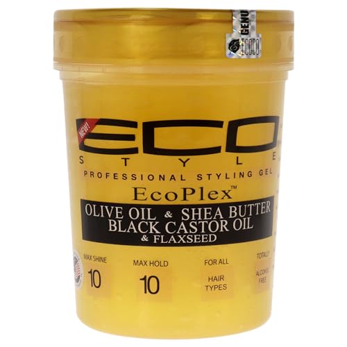 Eco Style Ecoco Gel - Olive Oil And Shea Butter Black Castor Oil And Flaxseed - Superior Hold And Healthy Shine - Helps Moisturize Scalp - Repairs Damaged Follicles - Promotes Hair Growth - 32 Oz