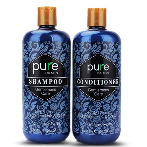 Natural Mens Shampoo and Conditioner Set for Men Daily Hair Care. #1 Pure Shampoo Conditioner for Men for Deep Cleansing, Itchy Scalp Care, Strengthen and Invigorate Hair & Scalp.