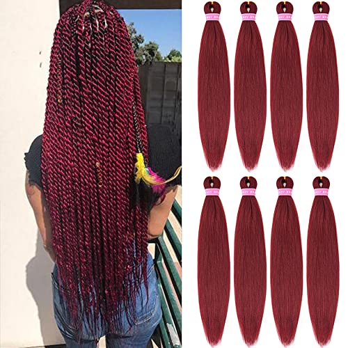 AQINBEL Braiding Hair 26 Inches -8 Bundles Braiding Hair Pre Stretched Itch Free Crochet Twist Hair for Braids Yaki texture Burgundy Braiding Hair Extensions for Women (900#)