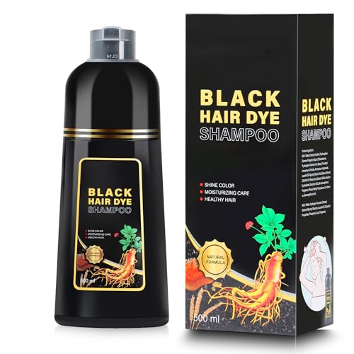 QWXPLD Black Hair Dye Shampoo 3 in 1, Herbal Ingredients Shampoo Black Hair Dye for Women Men, Grey Coverage Shampoo 16.9Fl Oz