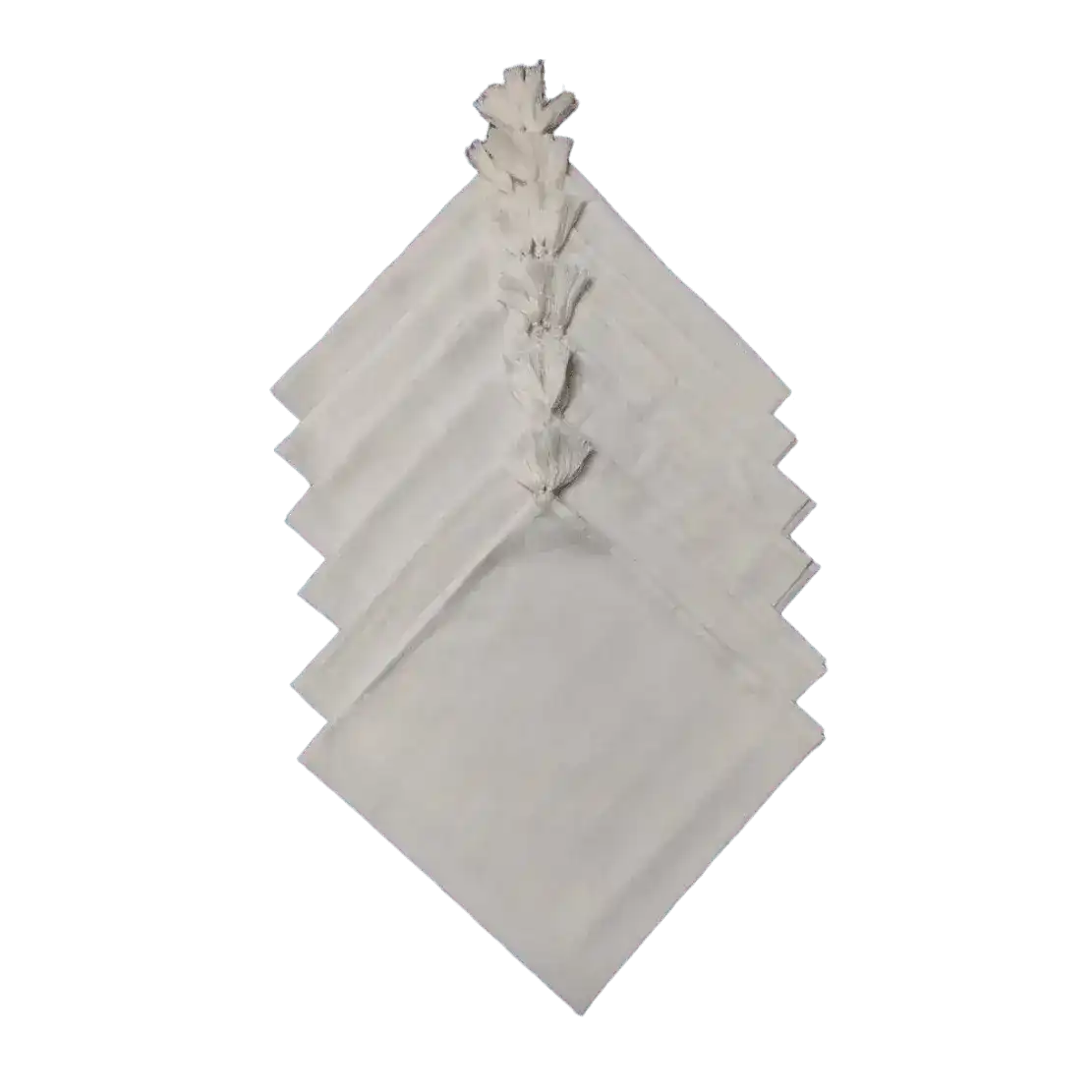 6 White Cotton Napkins with Tassel