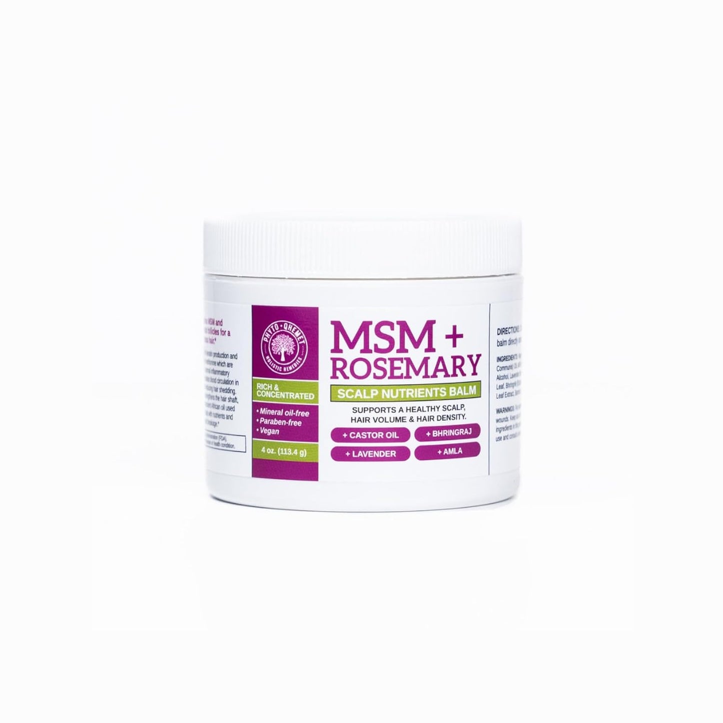 Qhemet Biologics - MSM + Rosemary Scalp Nutrients Balm | Scalp Food for Hair Growth | MSM, Rosemary, Bhringraj, Castor Oil & Coconut Oil | For Dry Scalp, Thinning & Slow Growth | Vegan (4 oz).