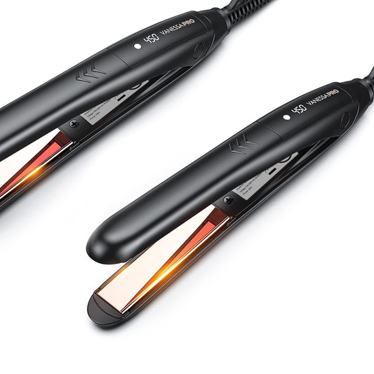 VANESSA PRO Mini Flat Iron Hair Straightener, Small Flat Irons for Short Hair, Travel Curling Iron Dual Voltage for Europe(0.7-inch)
