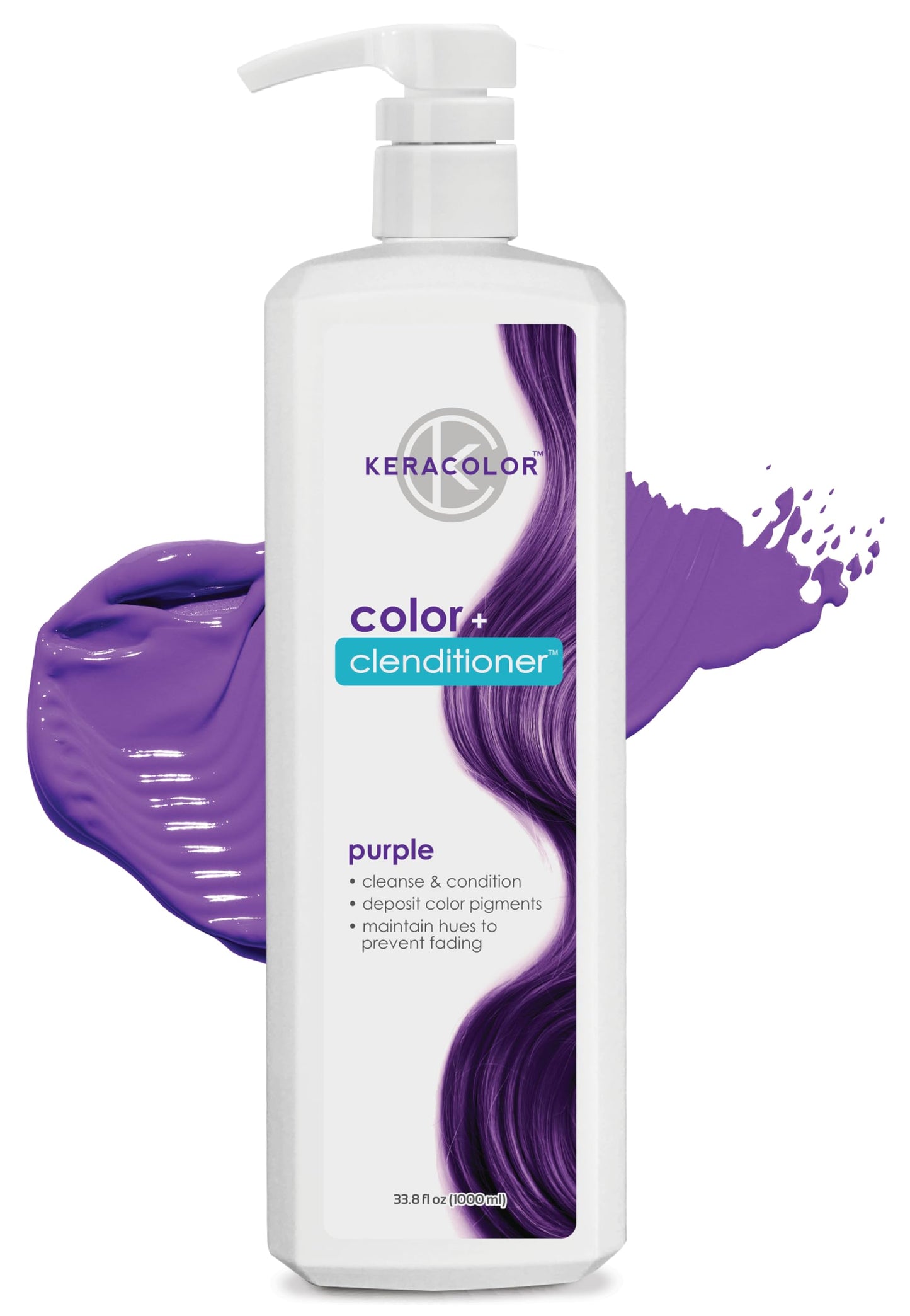 Keracolor Clenditioner PURPLE Hair Dye - Semi Permanent Hair Color Depositing Conditioner, Cruelty-free, 33.8 Fl. Oz.