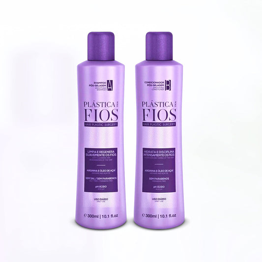 Cadiveu Plastica Dos Fios - Home Care - Shampoo and Conditioner Hair smoothing set for all hair types, Duo Set. (2 x 300ml)