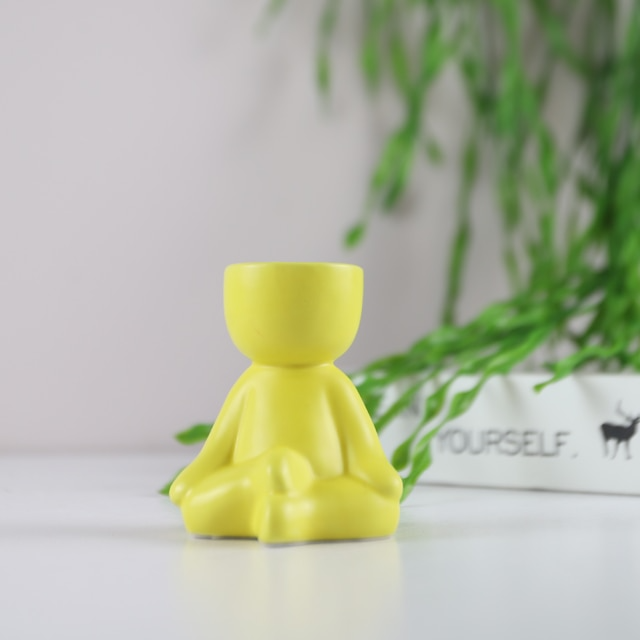 Yellow plant vase