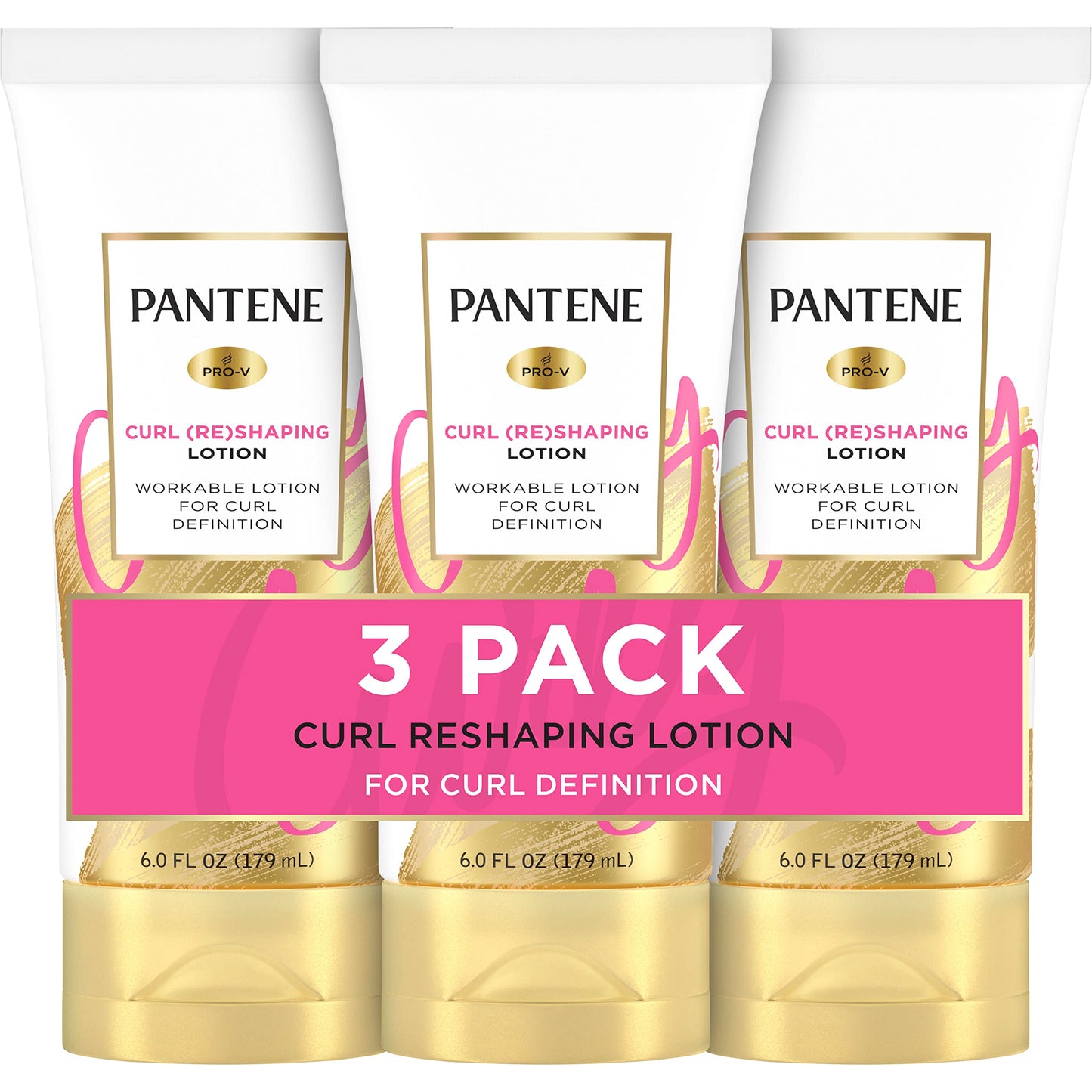 Pantene Pro-V Curl Cream Hair Lotion, Moisturizing Curl Defining Cream, Anti Frizz for Wavy or Curly Hair, with Vitamin B5, Pack of 3, 18 oz Total