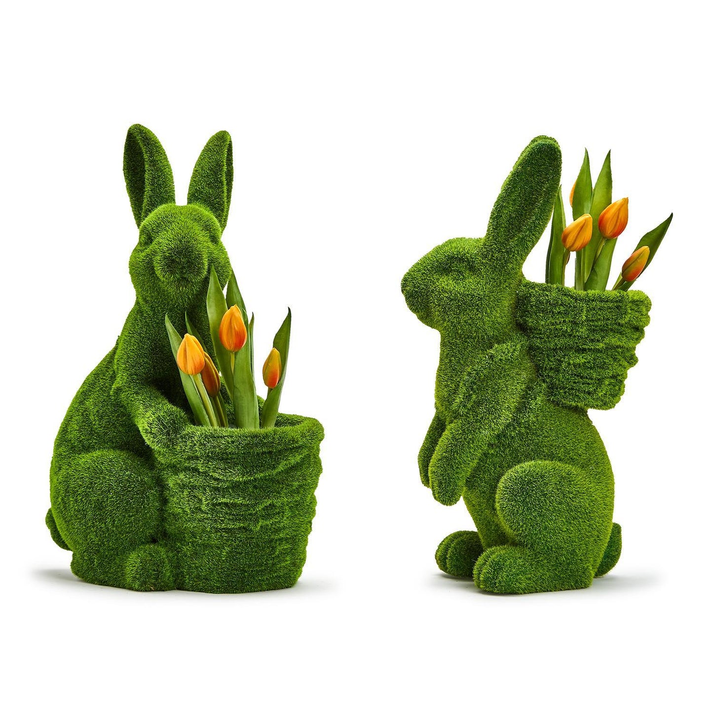 "Hoppy Easter" Faux Moss Easter Bunny with Basket